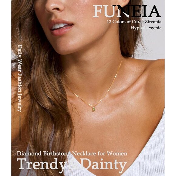 Women Peridot Birthstone Gold Blue Green Cubic Zirconia Pendant Gift Jewelry - Picture 2 of 9